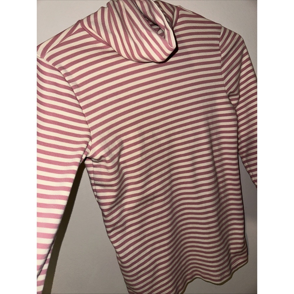 J.CREW Women's Striped Turtleneck T-Shirt Long Sleeve, 100% Cotton, Medium Pink - Picture 4 of 10